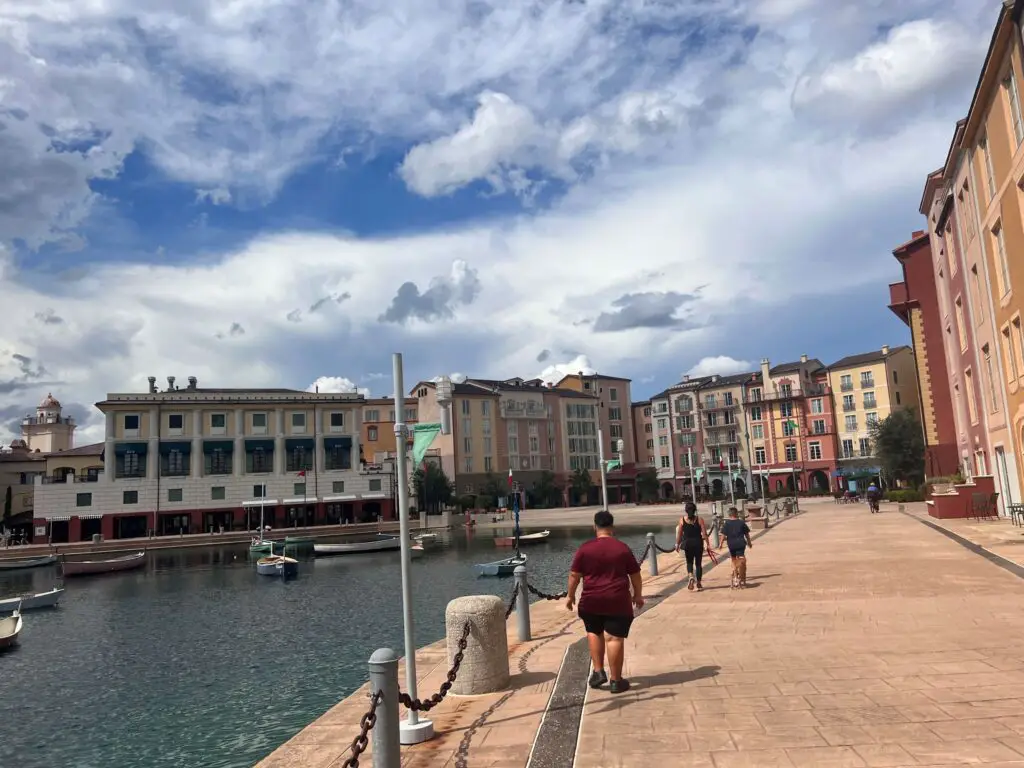 A beautiful view of Portofino Bay Hotel at Universal Orlando Resort. Amusement Park Dad.